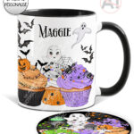 cute spooky cupcakes personalised halloween mug and/or coaster