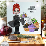 goth lady spooky halloween cupcakes chopping board option to personalise