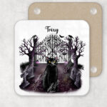 gothic black cat cemetery mug and/or coaster optional to personalise
