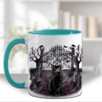 gothic black cat cemetery mug and/or coaster optional to personalise