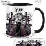 gothic black cat cemetery mug and/or coaster optional to personalise