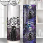 gothic black cat cemetery straight tumbler option to personalise