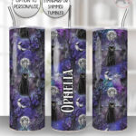 gothic black cat cemetery straight tumbler option to personalise