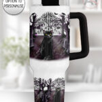 gothic black cat cemetery large 40oz tumbler with handle option to personalise