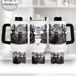 gothic black cat cemetery large 40oz tumbler with handle option to personalise