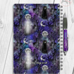gothic black cat cemetery notebook journal option to personalise