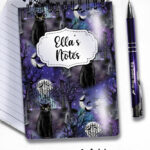 gothic black cat cemetery notebook journal option to personalise