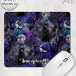 gothic black cat cemetery mouse mat option to personalise