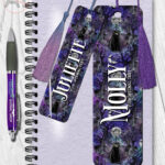 gothic black cat cemetery metal bookmark option to personalise