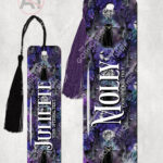 gothic black cat cemetery metal bookmark option to personalise