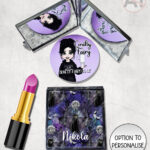 gothic black cat cemetery compact mirror option to personalise