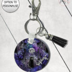 gothic black cat cemetery keyring option to personalise