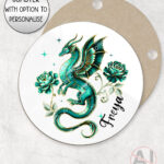 dragon with gold accents and rose floral fantasy mug and/or coaster optional to personalise