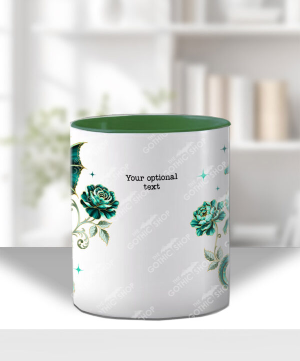 dragon with gold accents and rose floral fantasy mug and/or coaster optional to personalise