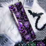 dragon with gold accents and rose floral fantasy straight tumbler option to personalise