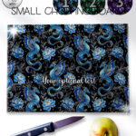 dragon with gold accents and rose floral fantasy glass chopping board option to personalise