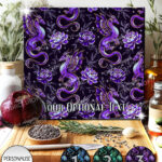 dragon with gold accents and rose floral fantasy glass chopping board option to personalise