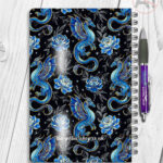 dragon with gold accents and rose floral fantasy notebook journal option to personalise