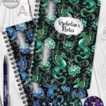 dragon with gold accents and rose floral fantasy notebook journal option to personalise