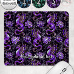dragon with gold accents and rose floral fantasy mouse mat option to personalise