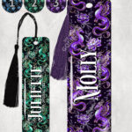 dragon with gold accents and rose floral fantasy metal bookmark option to personalise