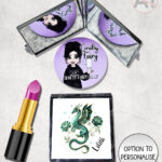 dragon with gold accents and rose floral fantasy compact mirror option to personalise