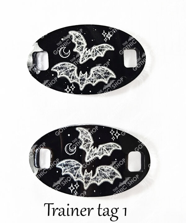 gothic trainer tags & boot lace charms – bats, skulls & gothic designs