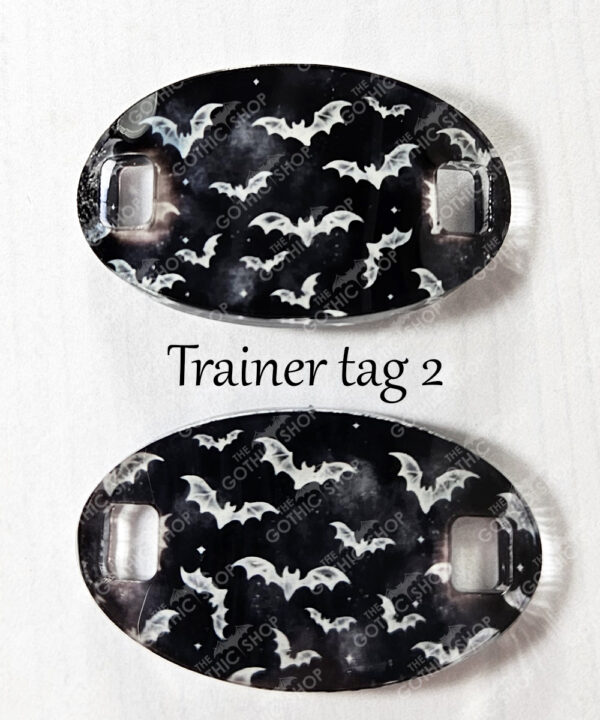 gothic trainer tags & boot lace charms – bats, skulls & gothic designs
