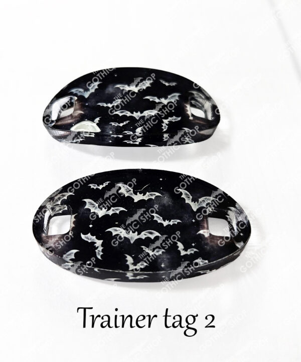 gothic trainer tags & boot lace charms – bats, skulls & gothic designs