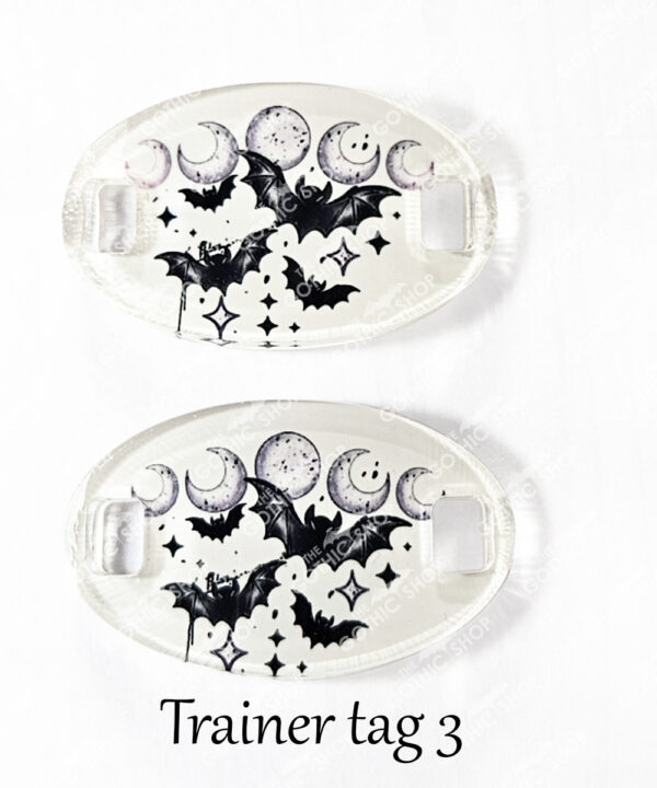gothic trainer tags & boot lace charms – bats, skulls & gothic designs