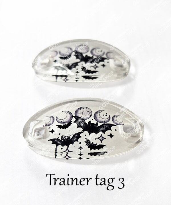 gothic trainer tags & boot lace charms – bats, skulls & gothic designs