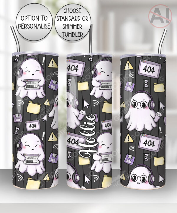 kawaii computer geek gamer ghosts straight tumbler option to personalise