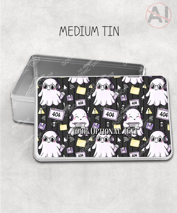 kawaii computer geek gamer ghosts storage tin option to personalise