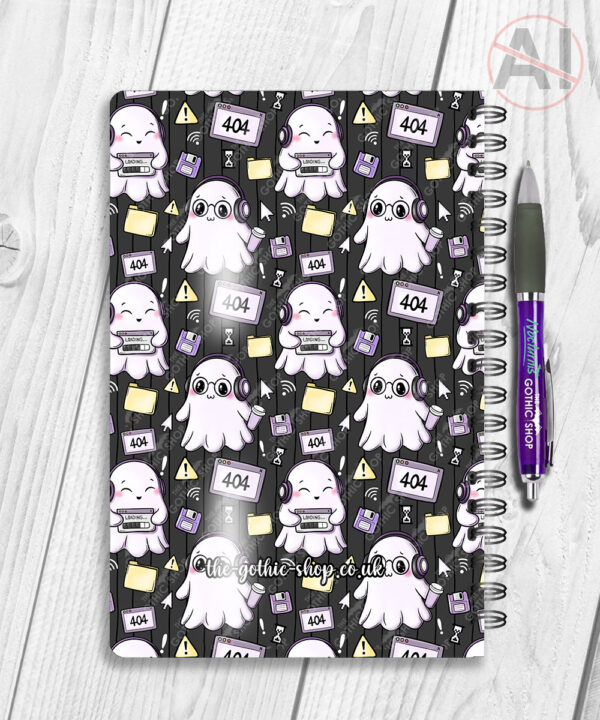kawaii computer geek gamer ghosts notebook journal option to personalise