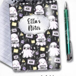 kawaii computer geek gamer ghosts notebook journal option to personalise