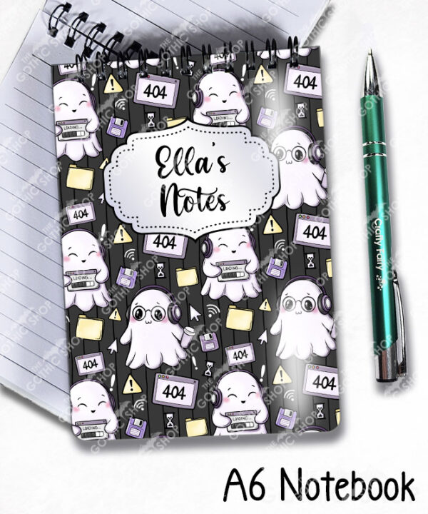 kawaii computer geek gamer ghosts notebook journal option to personalise