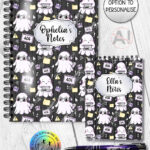 kawaii computer geek gamer ghosts notebook journal option to personalise