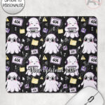 kawaii computer geek gamer ghosts mouse mat option to personalise