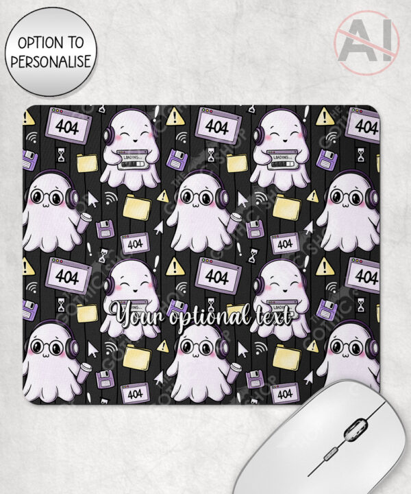 kawaii computer geek gamer ghosts mouse mat option to personalise