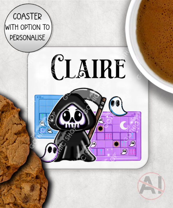 grim reaper gamer mug and/or coaster optional to personalise