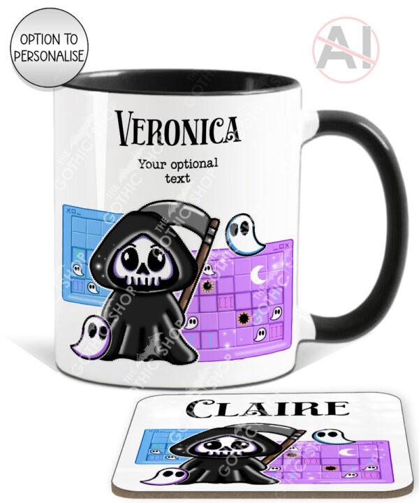 grim reaper gamer mug and/or coaster optional to personalise