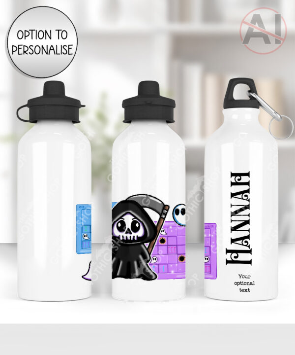 grim reaper gamer water bottle option to personalise