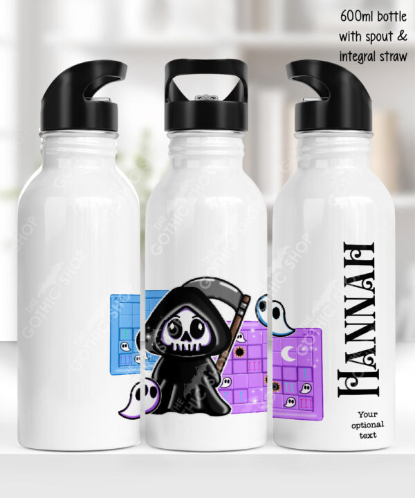 grim reaper gamer water bottle option to personalise