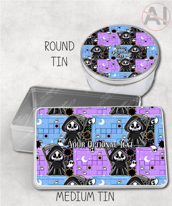 grim reaper gamer storage tin option to personalise