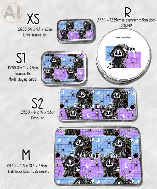 grim reaper gamer storage tin option to personalise