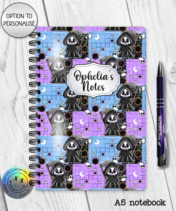 grim reaper gamer notebook journal option to personalise