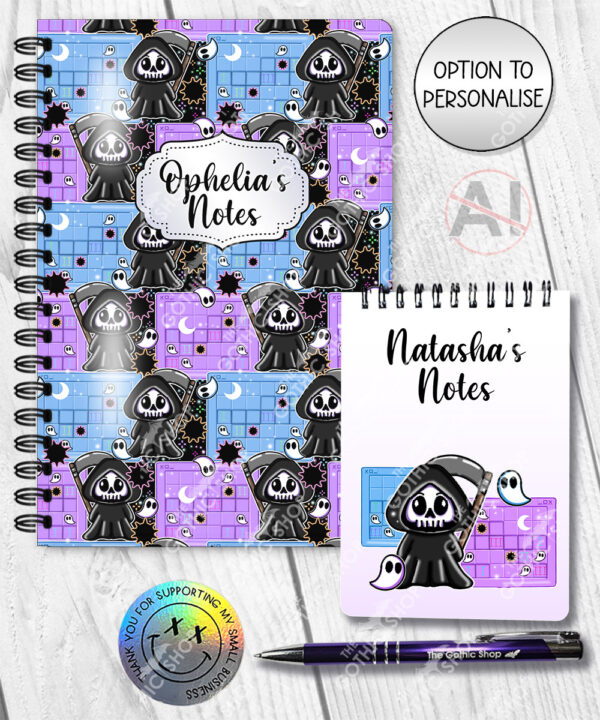 grim reaper gamer notebook journal option to personalise