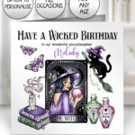gothic witch & crystal ball mystical fantasy birthday / all occasions card option to personalise