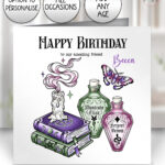 spells & potions gothic witchcraft birthday / all occasions card option to personalise