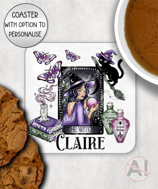 gothic witch & crystal ball mystical fantasy mug and/or coaster optional to personalise